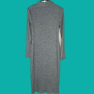 NWT GAP Grey Ribbed Turtleneck Long Sleeve Midi Maxi Casual Dress Small